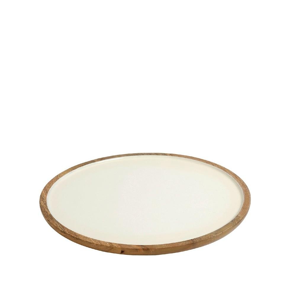 Platou rotund Mango Brown/White 35 cm AKB108