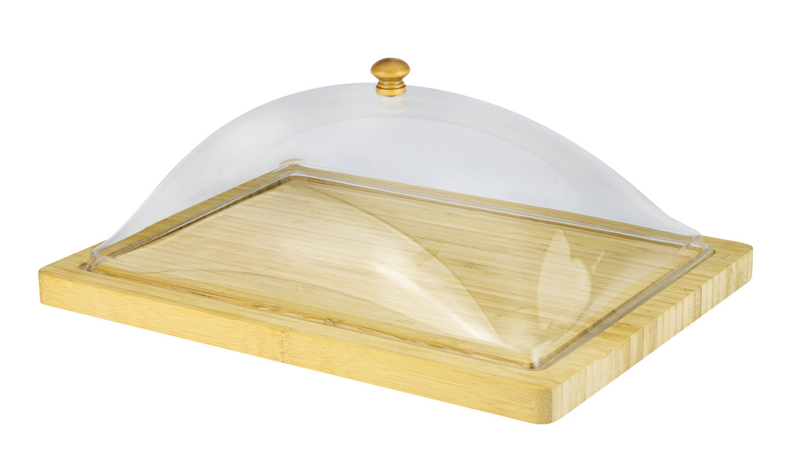 Platou rectangular cu capac Bambus H 7.7 cm