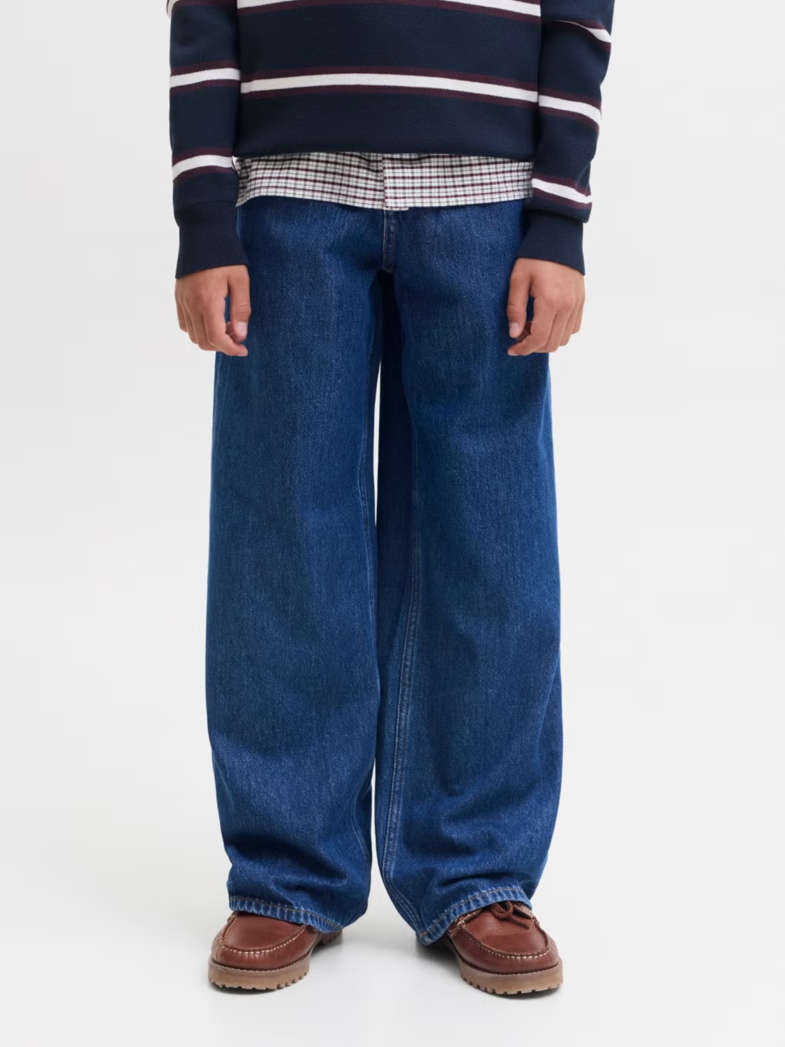 Jack & Jones Blugi baieti, JJIDAVE JJJAX, cu talie inalta si croiala Baggy fit, Albastru inchis (SELECTATI MARIMEA: 176 cm)