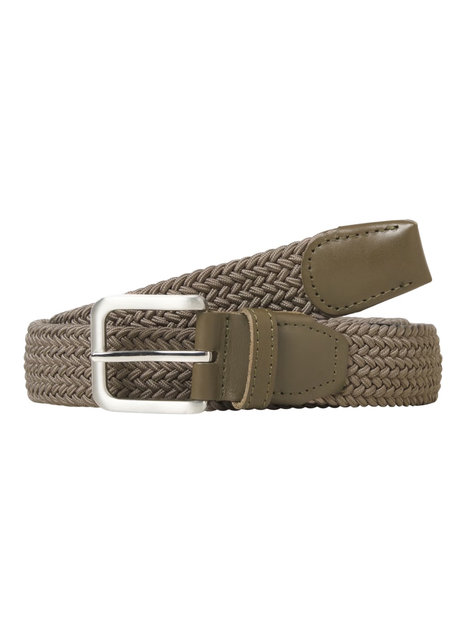 Jack & Jones Curea impletita, barbati, catarama cu stift, Olive (SELECTATI MARIMEA: 95 cm)