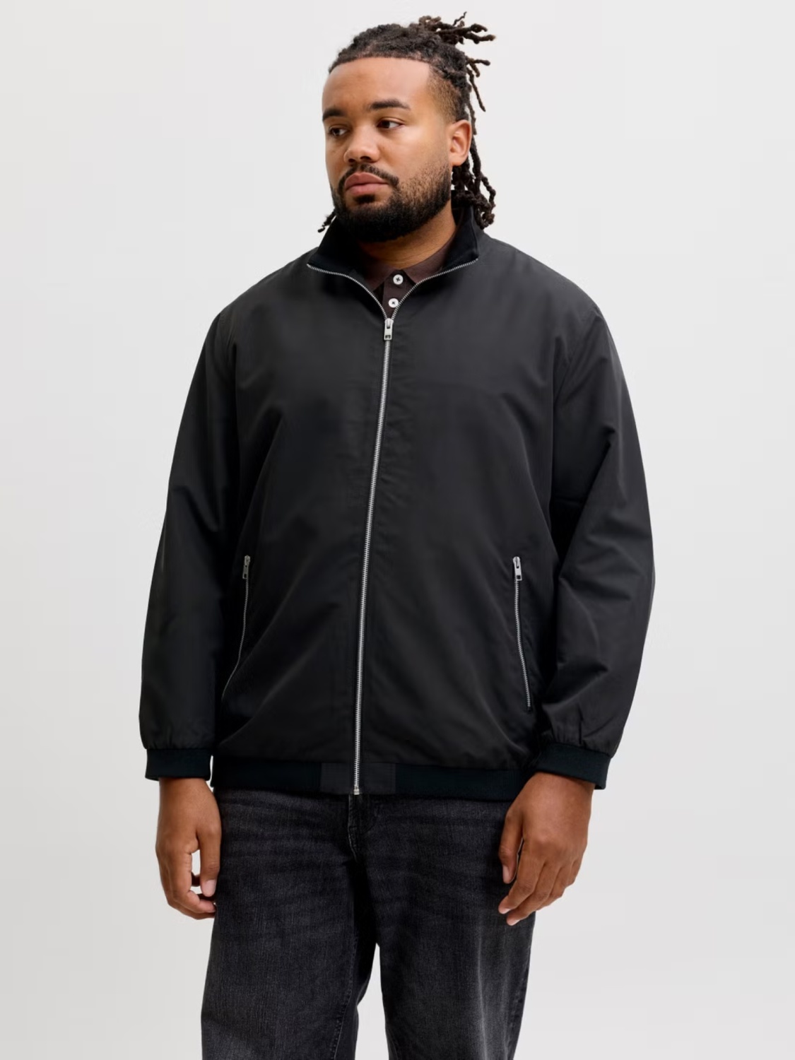 Jack & Jones Plus Jacheta bomber, barbati big sizes, JJERUSH, Negru (SELECTATI MARIMEA: 6XL)