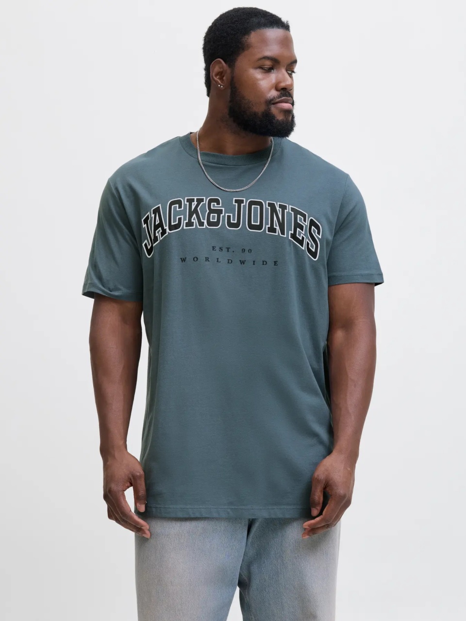 Jack & Jones Plus Tricou barbati big sizes, Relaxed Fit, imprimeu cu logo, Albastru inchis (SELECTATI MARIMEA: 5XL)