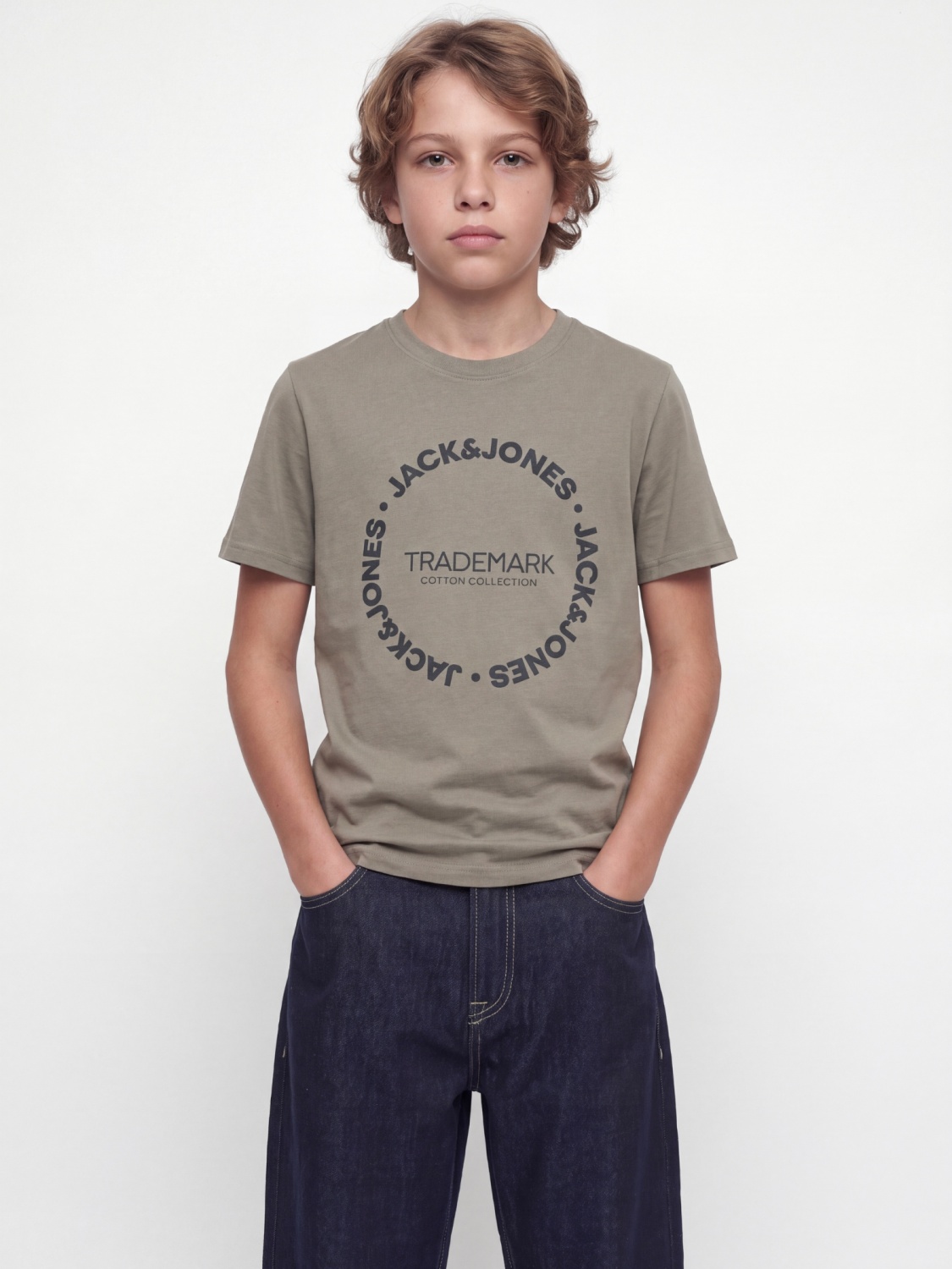 Jack & Jones Tricou baieti, din bumbac, Regular Fit, JJBENSON, Olive (SELECTATI MARIMEA: 164 cm)
