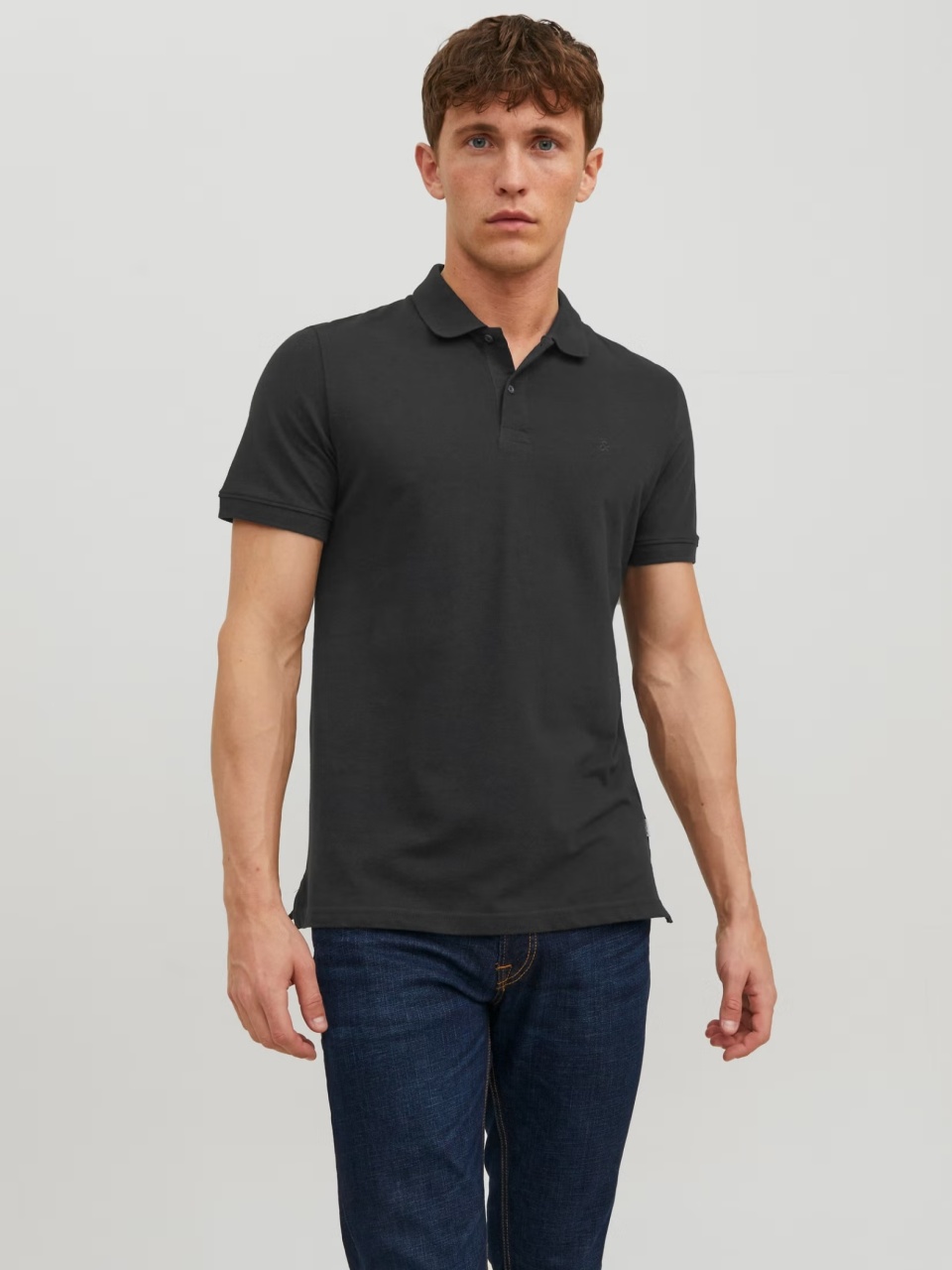 Jack & Jones Tricou polo Basic, Slim Fit, din bumbac, Negru (SELECTATI MARIMEA: L)