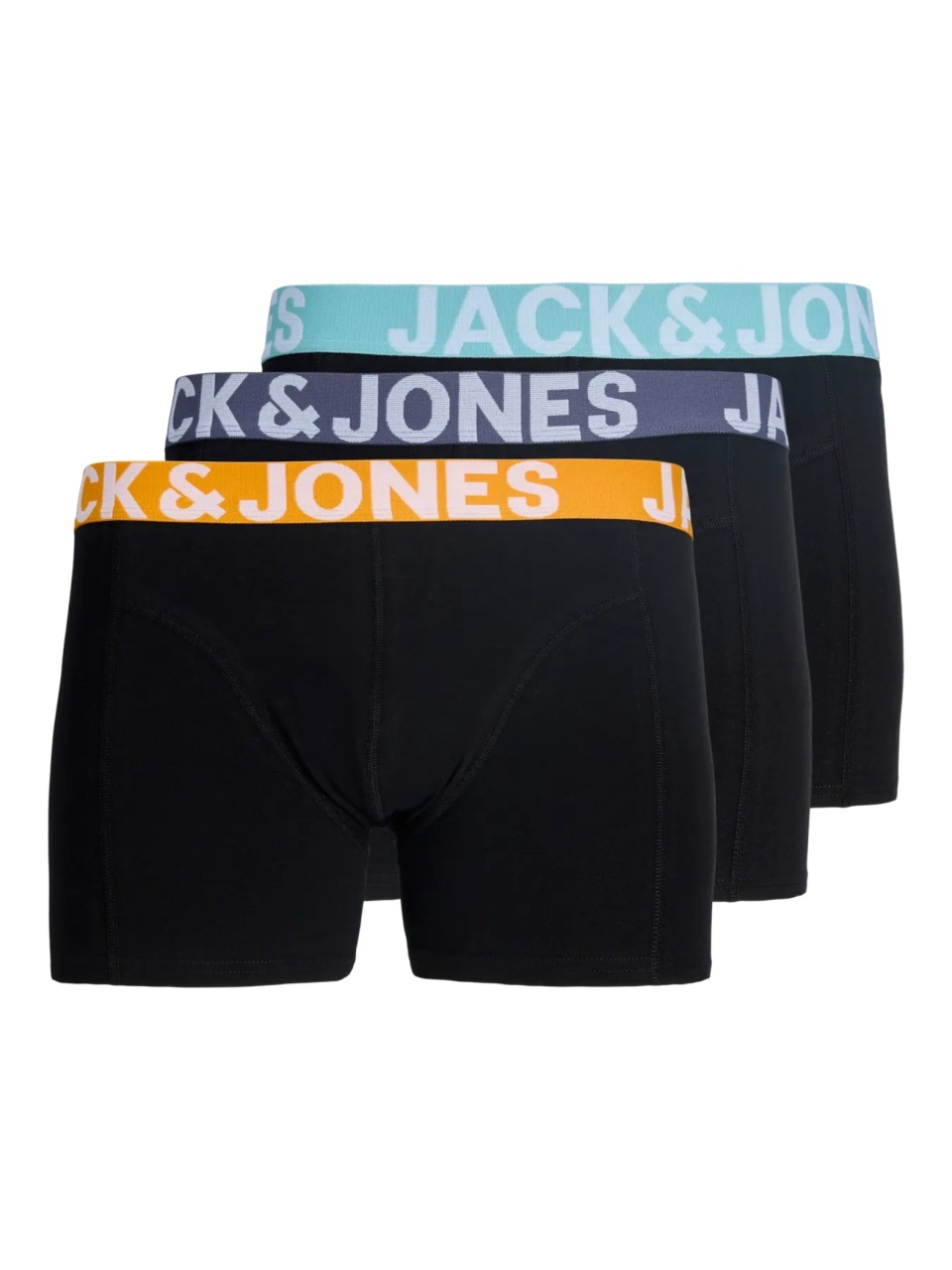 Jack & Jones Underwear barbati, Set 3 perechi de boxeri, banda cu logo, Negru (SELECTATI MARIMEA: XL)