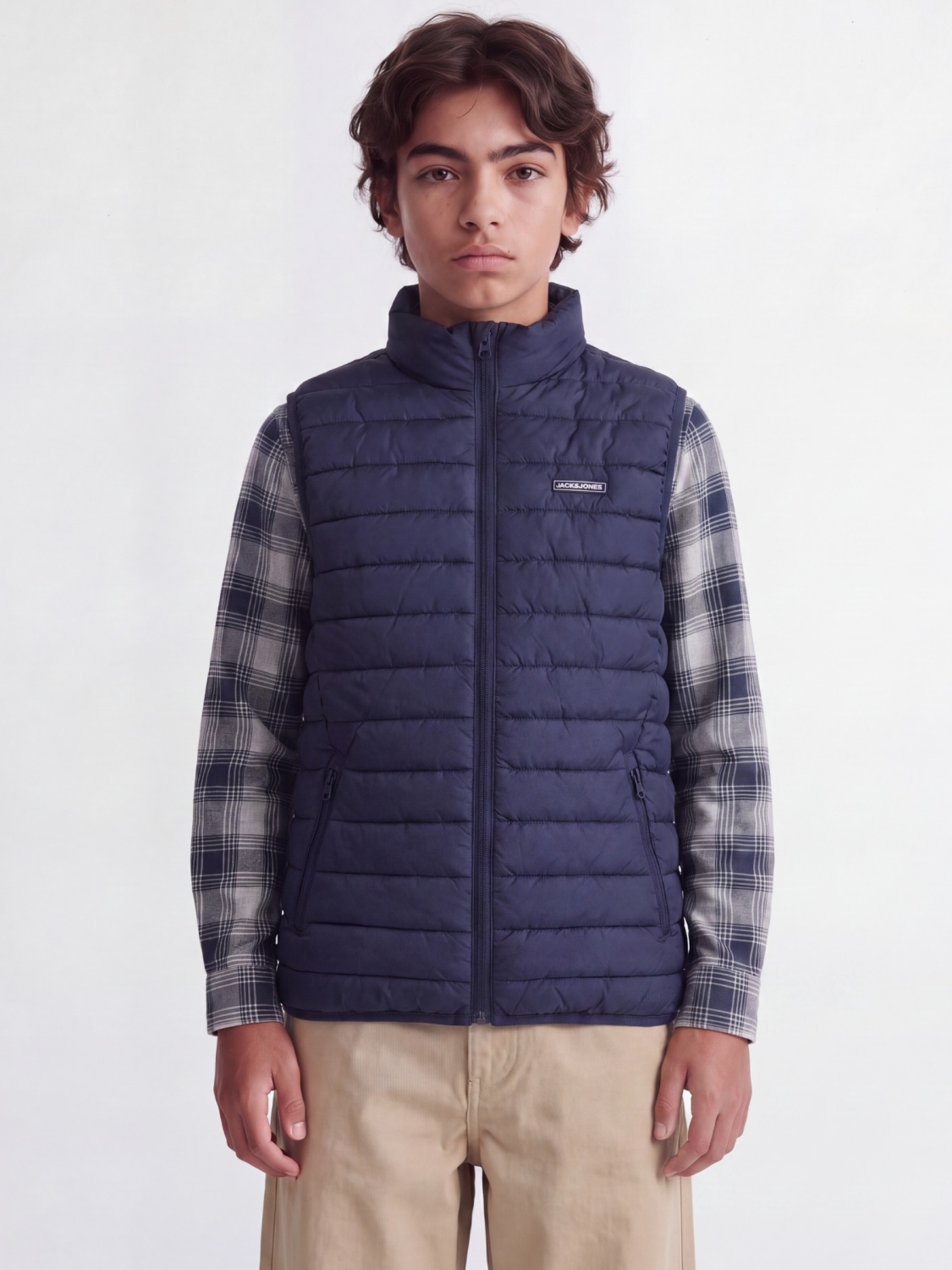 Jack & Jones Vesta baieti, cu fermoar, Regular fit, JJELVIS, Bleumarin inchis (SELECTATI MARIMEA: 164 cm)