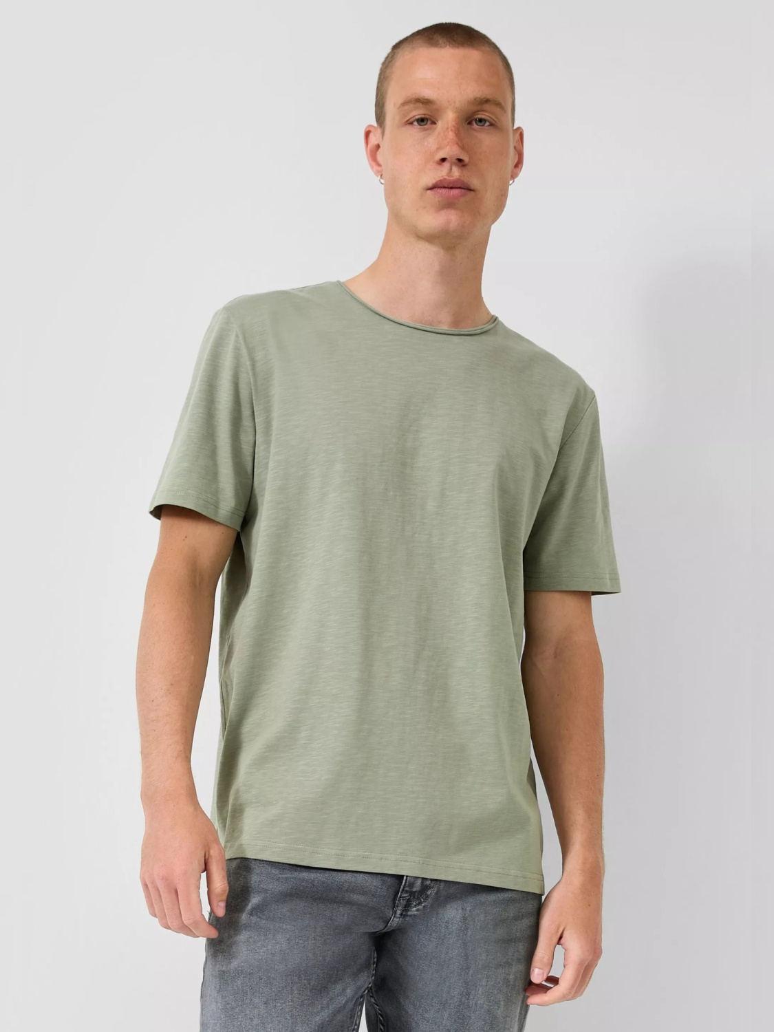 Q/S by s.Oliver Tricou barbati cu maneca scurta, din jerseu de bumbac, Regular fit, Olive (SELECTATI MARIMEA: S)