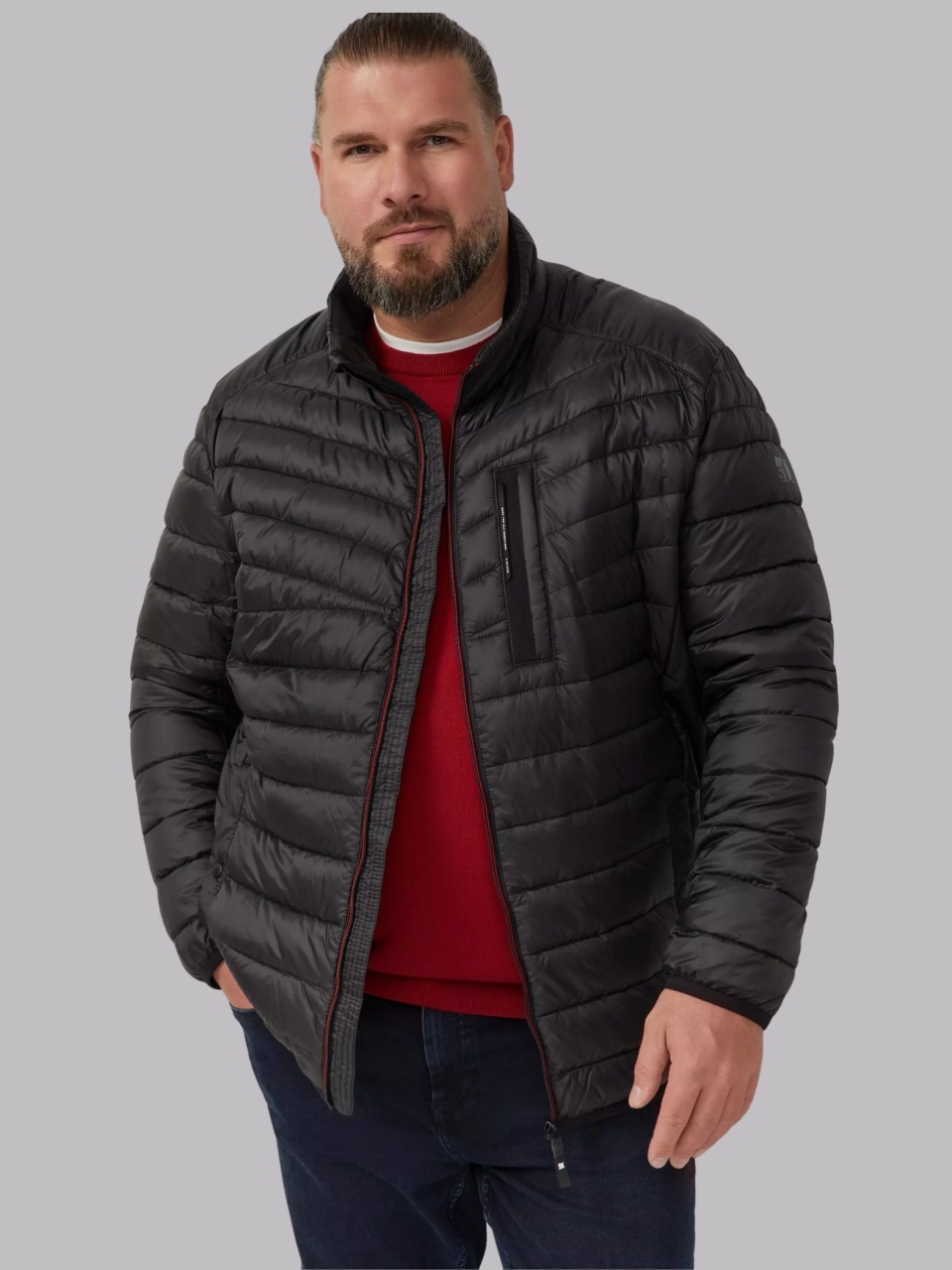 s.Oliver Big Sizes Jacheta barbati, fara gluga cu buzunare oblice si croiala Regular fit, Negru (SELECTATI MARIMEA: 2XL)