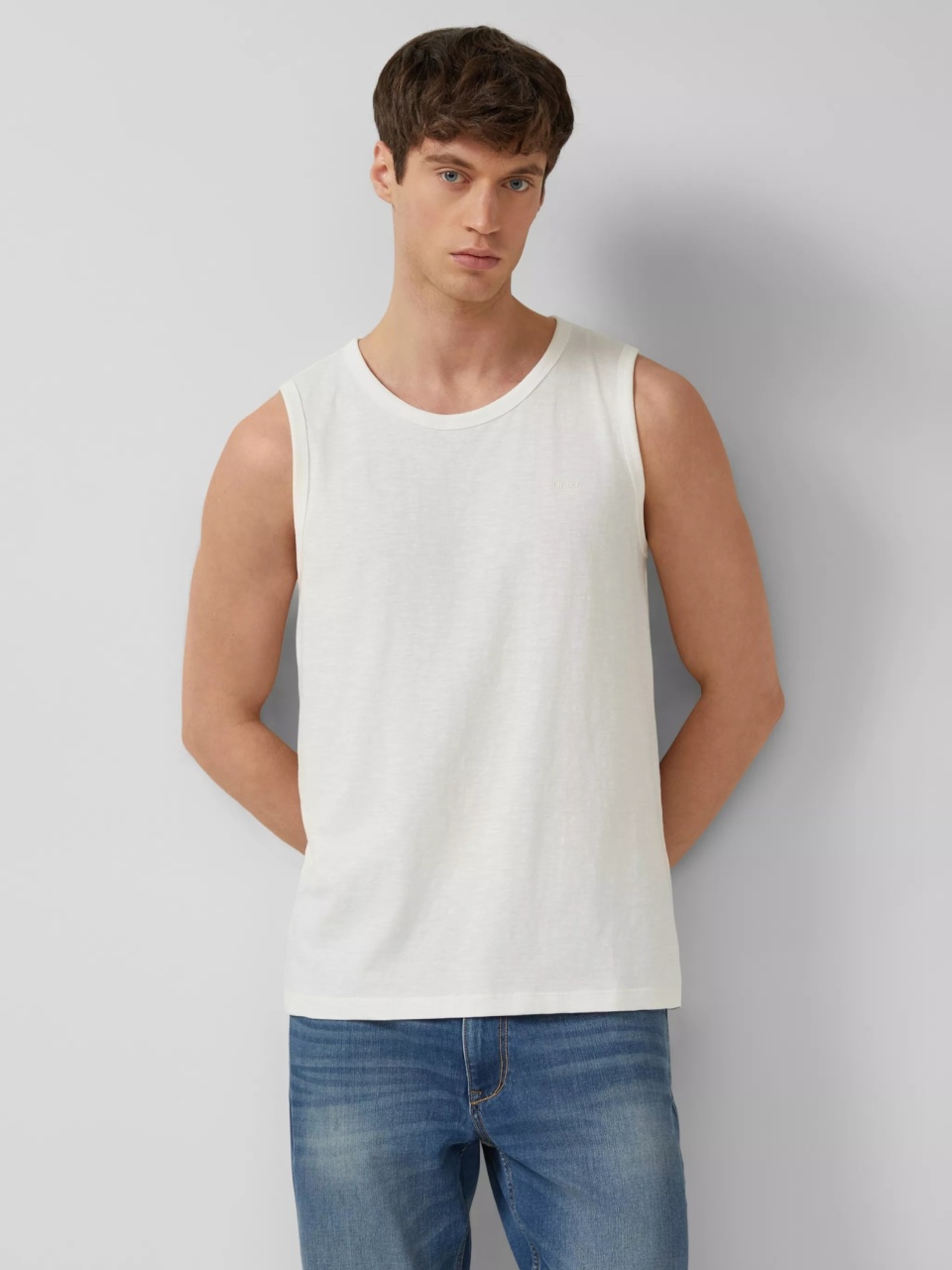 s.Oliver Tricou fara maneca barbati, din jerseu de bumbac, Regular fit, Alb (SELECTATI MARIMEA: 2XL)