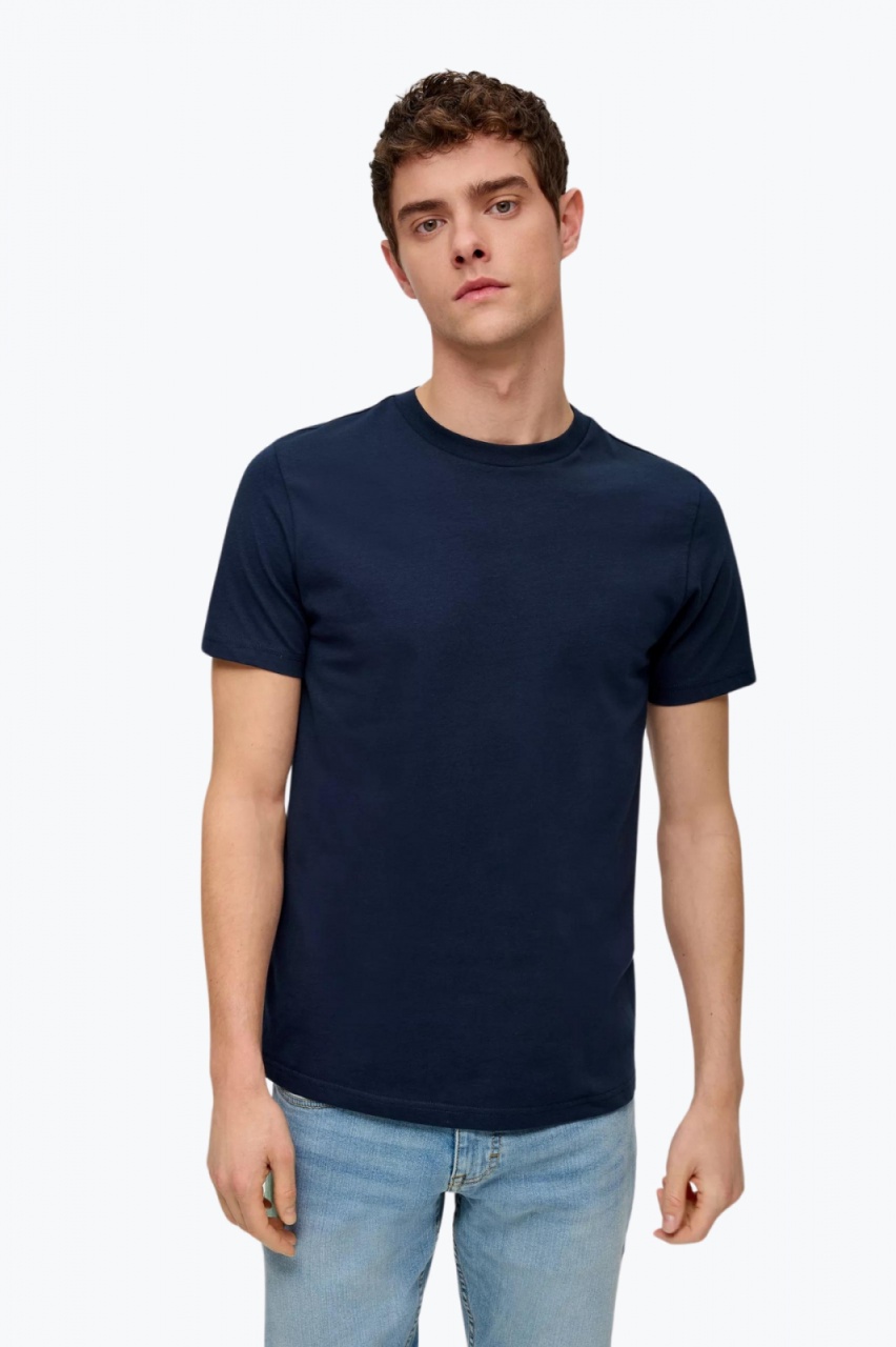 Tricou barbati cu decolteu la baza gatului si croiala Regular fit bleumarin (SELECTATI MARIMEA: M)