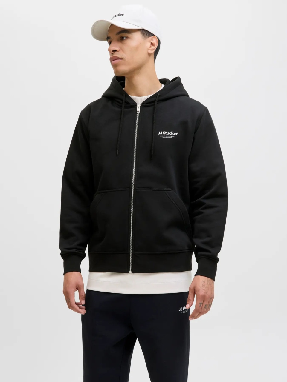 Jack & Jones Hanorac cu fermoar barbati, Soho, Relaxed fit, Negru (SELECTATI MARIMEA: L)