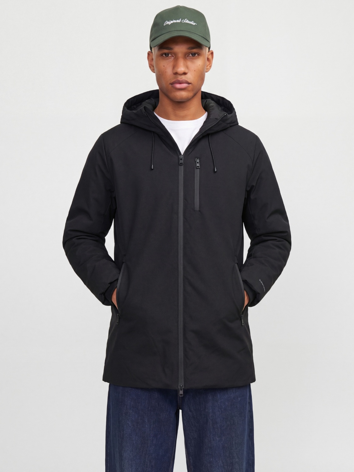 Jack & Jones Jacheta JJSAGE PARKA, barbati, cu gluga si croiala Regular fit, Negru (SELECTATI MARIMEA: S)