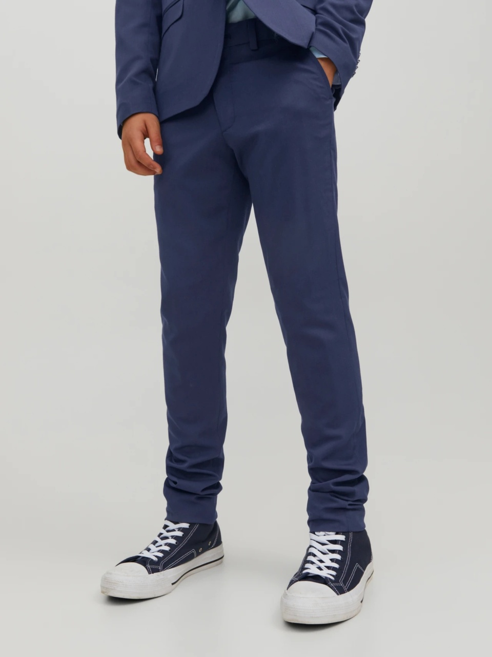 Jack & Jones Pantaloni costum baieti, SOLAR, cu talie medie si croiala Super Slim Fit, Bleumarin (SELECTATI MARIMEA: 146 cm)