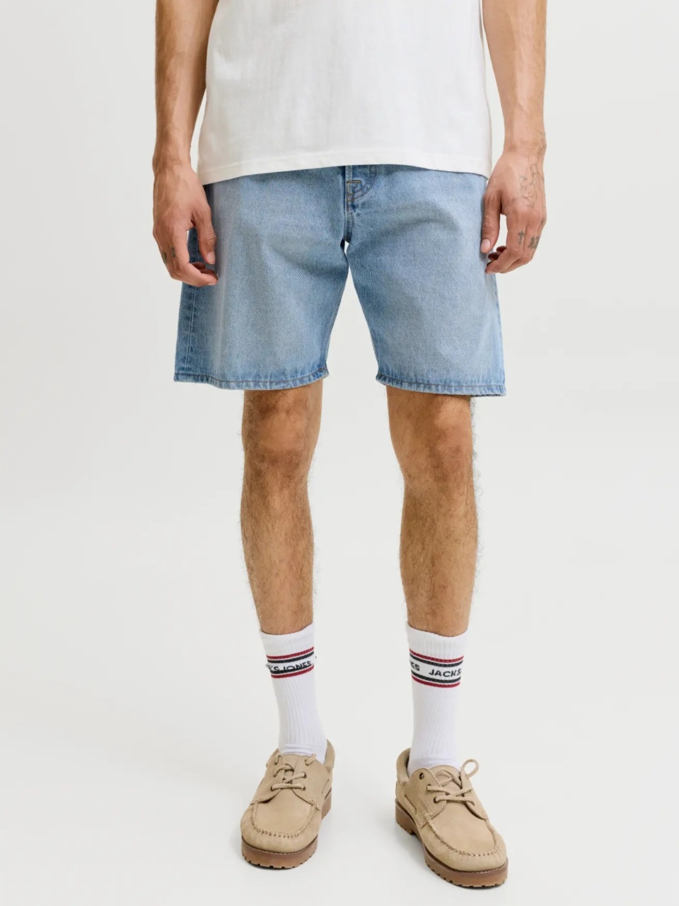 Jack & Jones Pantaloni scurti de blug barbati, JJITONY JJORIGINAL, cu talie inalta, Relaxed Fit, Albastru deschis (SELECTATI MARIMEA: L)