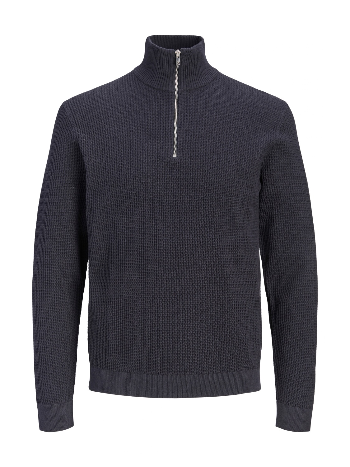 Jack & Jones Pulover barbati cu fermoar la baza gatului, din bumbac organic, JPRBLUSTANLEY, Bleumarin inchis (SELECTATI MARIMEA: 2XL)