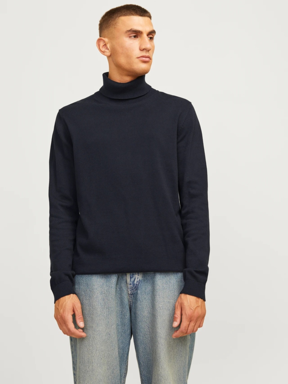Jack & Jones Pulover barbati, simplu cu guler inalt, Bleumarin inchis (SELECTATI MARIMEA: 2XL)