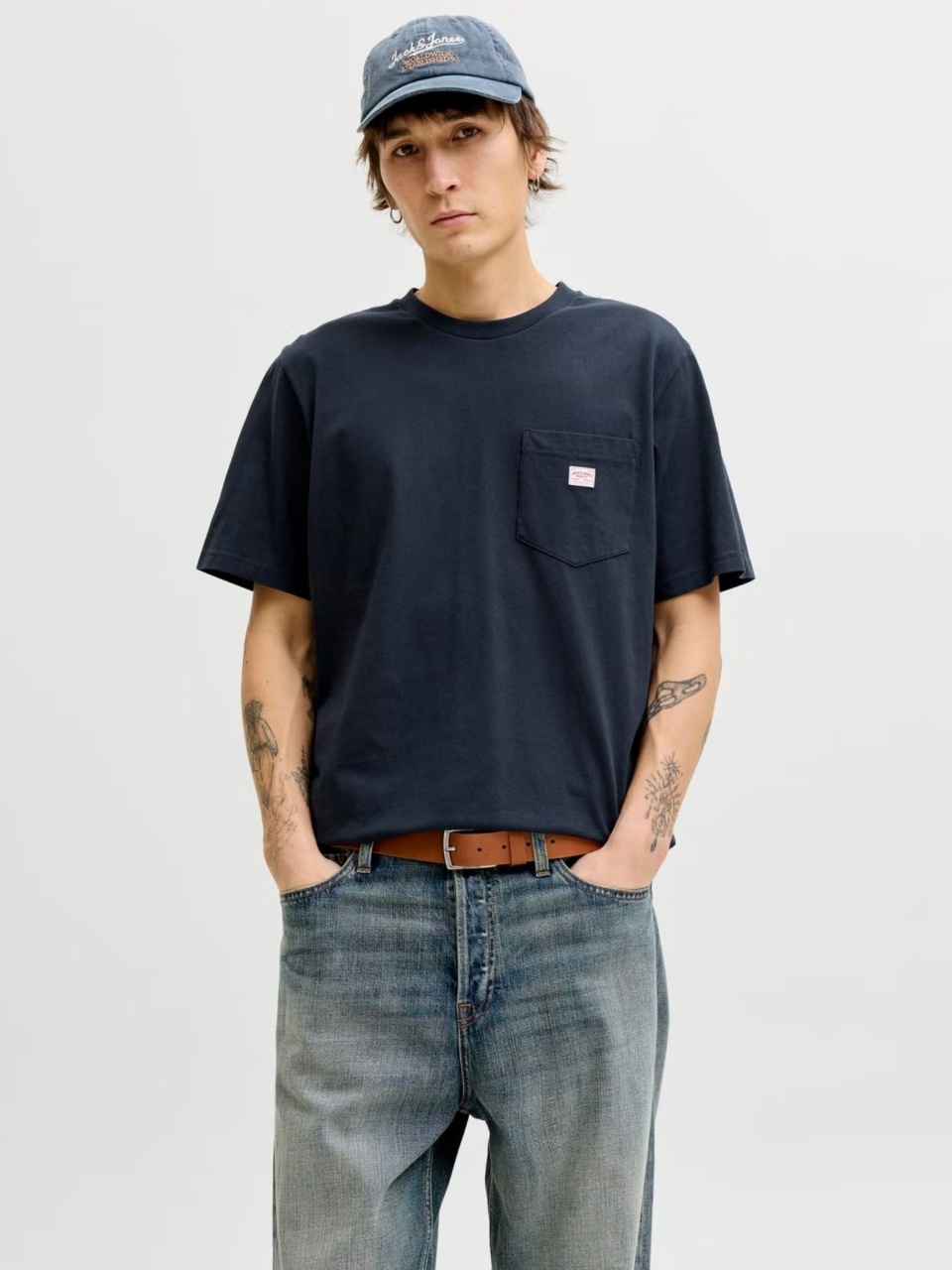 Jack & Jones Tricou barbati, JPRBLUCALEB SS TEE, Regular Fit, Bleumarin inchis (SELECTATI MARIMEA: 2XL)