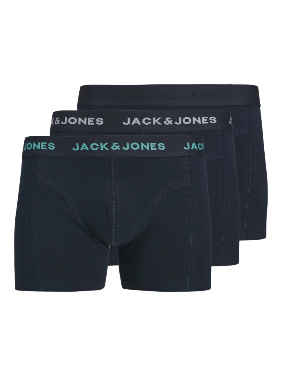 Jack & Jones Underwear barbati, Set 3 perechi de boxeri, cu imprimeu text, Bleumarin inchis (SELECTATI MARIMEA: M)