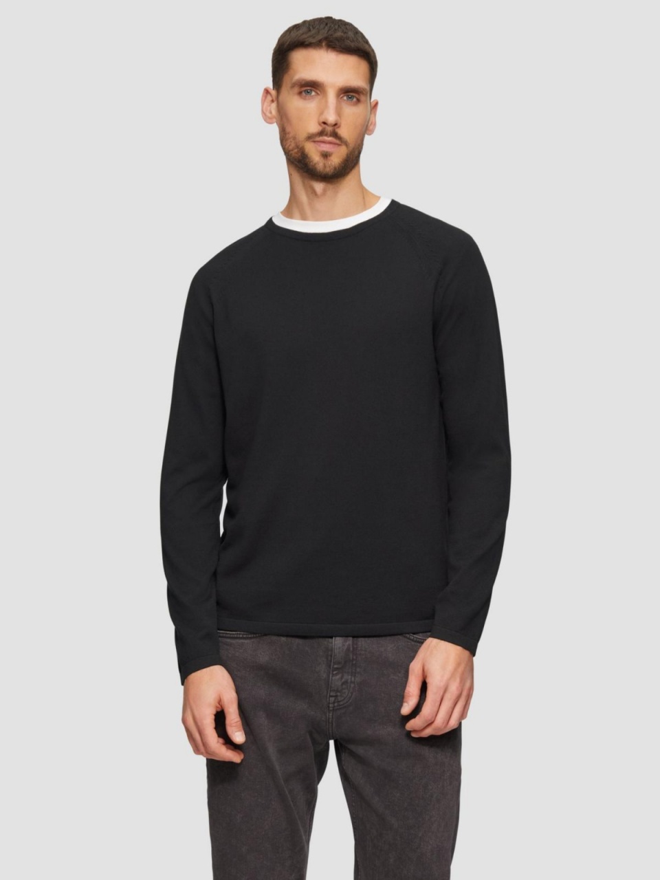 Pulover barbati, subtire, din bumbac, cu logo, Negru (SELECTATI MARIMEA: 2XL)