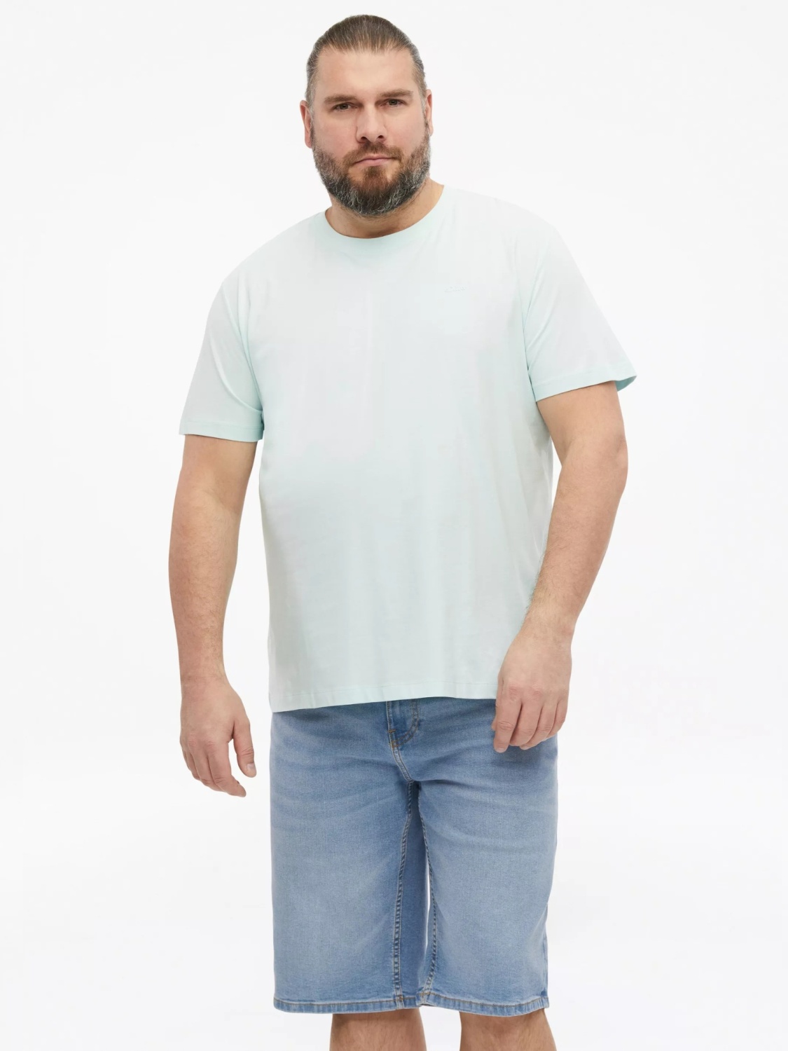 s.Oliver Big Sizes Tricou barbati big sizes cu decolteu la baza gatului, din bumbac, Turcoaz (SELECTATI MARIMEA: 5XL)
