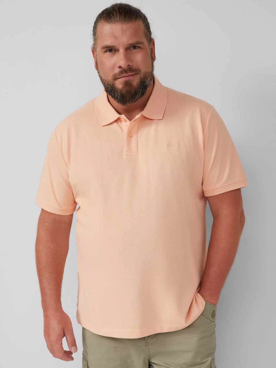 s.Oliver Big Sizes Tricou polo barbati big sizes, Regular fit din bumbac, Portocaliu deschis (SELECTATI MARIMEA: 6XL)