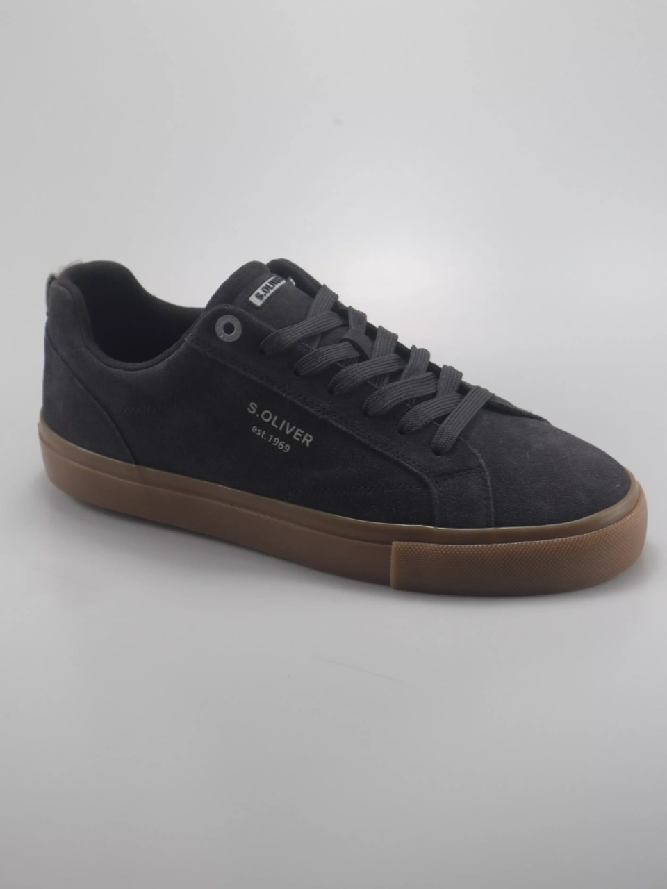 s.Oliver Sneakers barbati cu siret, din piele naturala, intoarsa, Gri inchis (SELECTATI MARIMEA: 40)