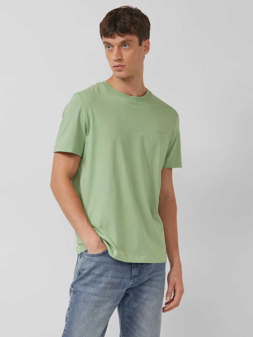 s.Oliver Tricou barbati din bumbac, Regular fit, Verde (SELECTATI MARIMEA: M)