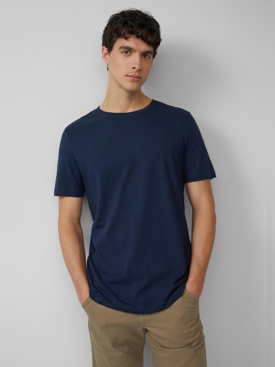 s.Oliver Tricou barbati, Regular Fit din amestec de in si bumbac, Bleumarin inchis (SELECTATI MARIMEA: S)