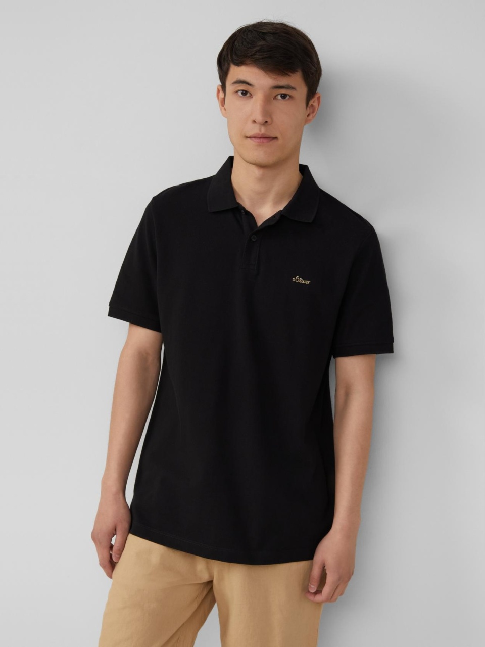 s.Oliver Tricou polo barbati, Regular fit din bumbac, Negru (SELECTATI MARIMEA: M)