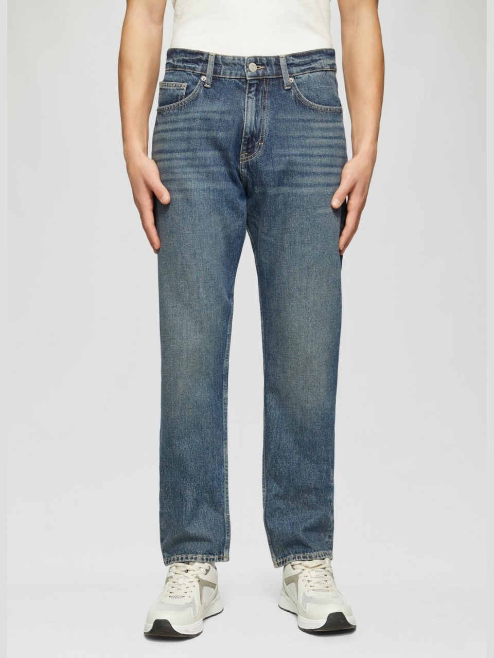 Blugi barbati Pete, cu talie medie, Regular fit, Straight leg, Albastru (SELECTATI MARIMEA: 31, SELECTATI LUNGIMEA: 32)