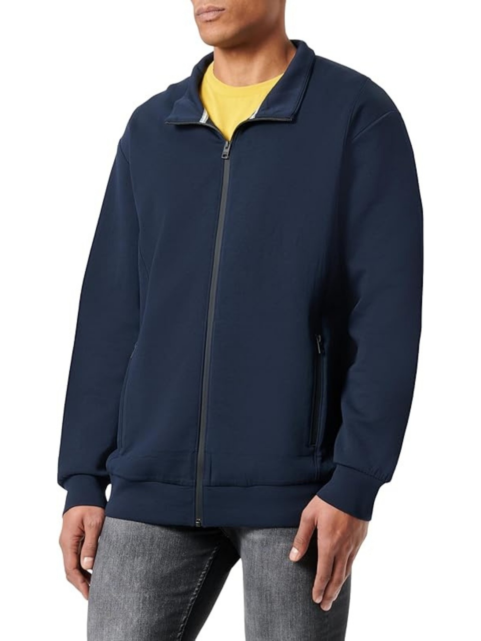 Bluză bărbați big sizes cu fermoar, croială Regular fit, Bleumarin (SELECTATI MARIMEA: 2XL)