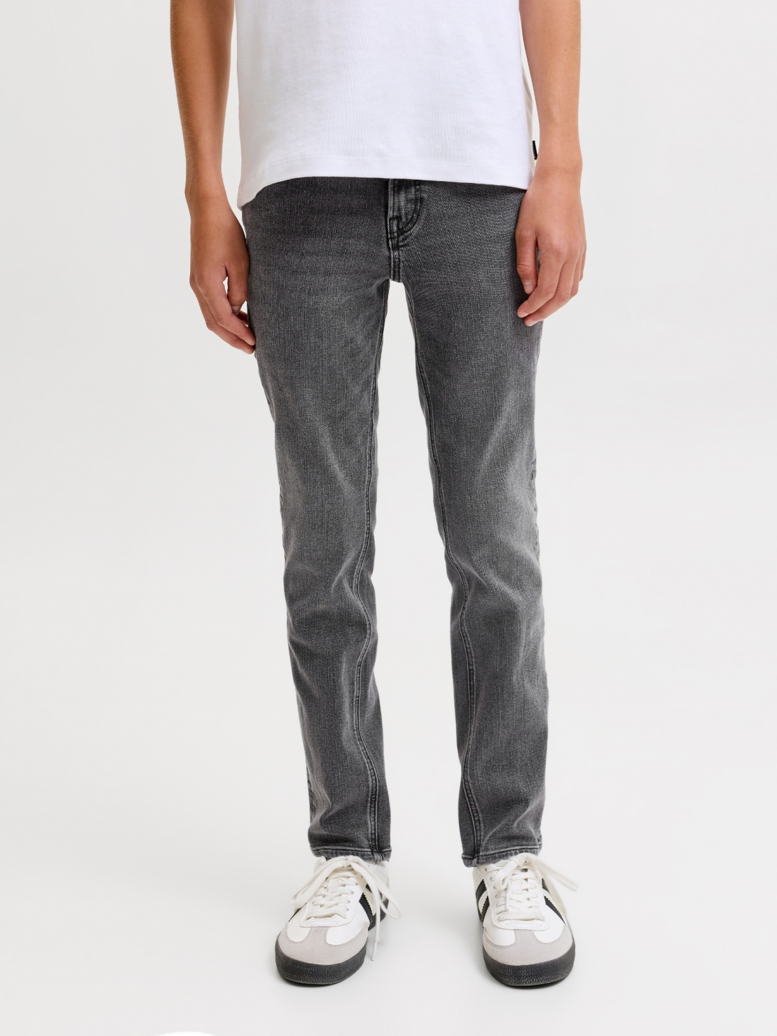 Jack & Jones Blugi baieti, CLARK, cu talie joasa si croiala Regular fit, Gri (SELECTATI MARIMEA: 152 cm)