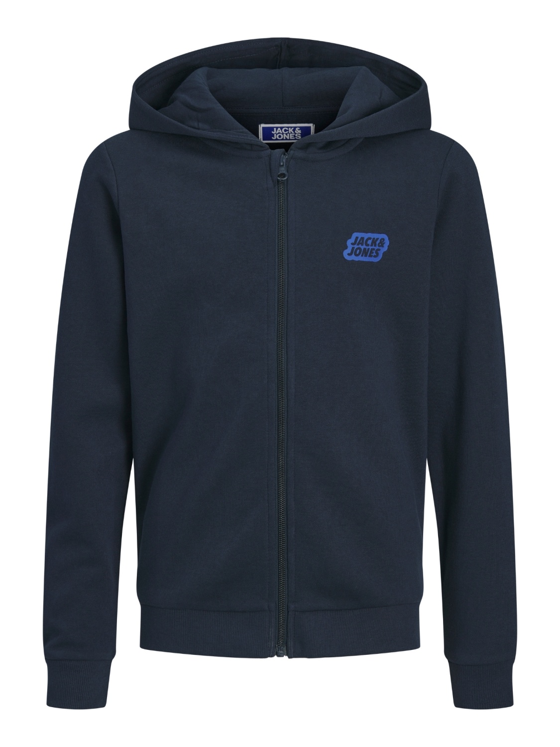 Jack & Jones Hanorac baieti cu gluga si fermoar, Regular Fit, JJAMI, Bleumarin inchis (SELECTATI MARIMEA: 152 cm)
