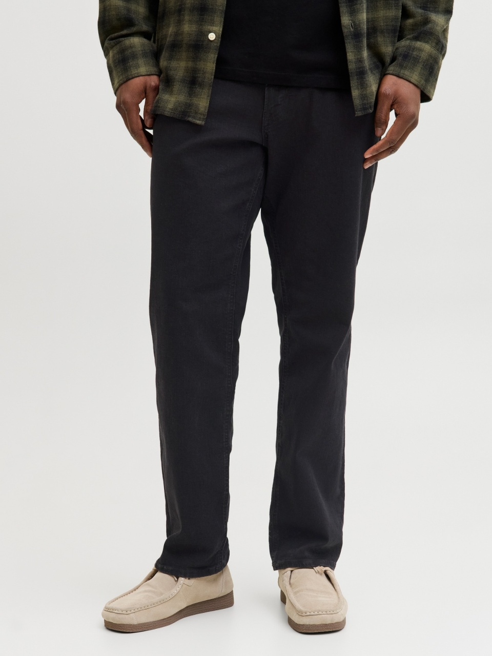Jack & Jones Plus Blugi JJIGLENN, barbati big sizes, cu talie joasa si croiala Slim fit, Negru (SELECTATI MARIMEA: 48, SELECTATI LUNGIMEA: 34)