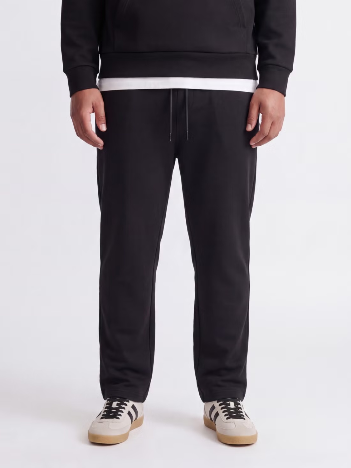 Jack & Jones Plus Pantaloni de trening barbati big sizes, cu talie medie, croiala Relaxed fit, JPSTKANE BRADLEY, Negru (SELECTATI MARIMEA: 48)