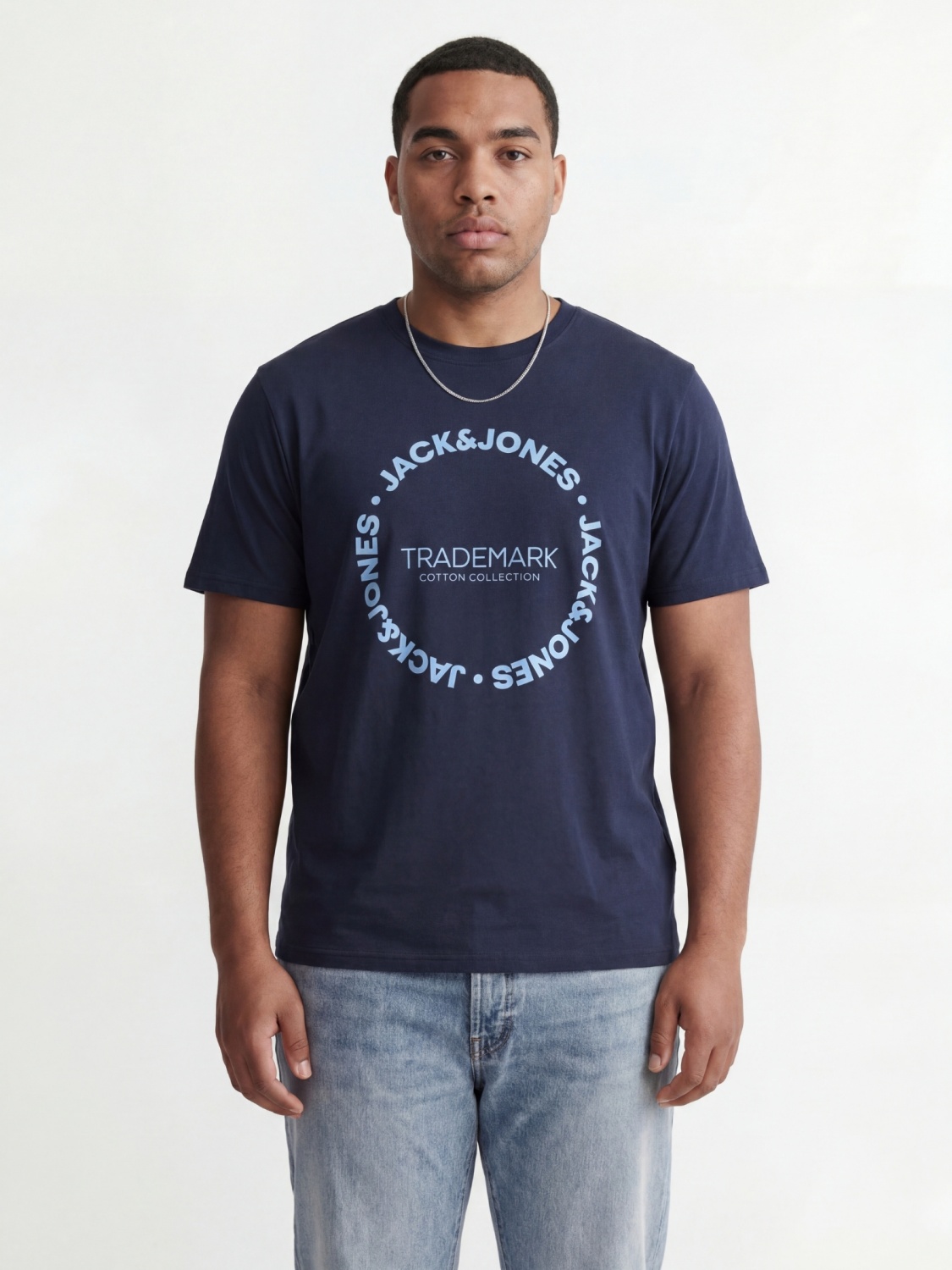 Jack & Jones Plus Tricou barbati big sizes, din bumbac, Regular Fit, JJBENSON, Bleumarin inchis (SELECTATI MARIMEA: 4XL)