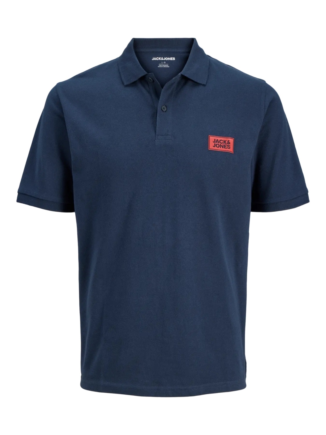 Jack & Jones Plus Tricou polo barbati big sizes, din piqué de bumbac, Regular fit, JJRUSH, Bleumarin inchis (SELECTATI MARIMEA: 8XL)