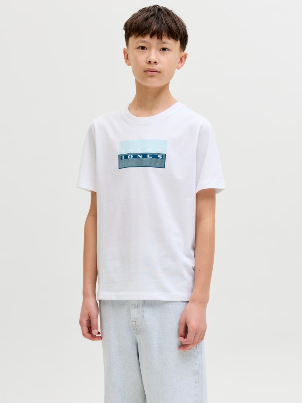 Jack & Jones Tricou baieti, Regular fit la baza gatului, Alb (SELECTATI MARIMEA: 140 cm)