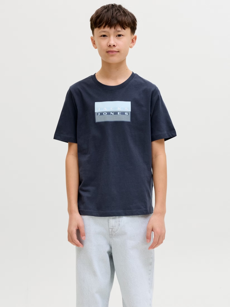 Jack & Jones Tricou baieti, Regular fit la baza gatului, Bleumarin inchis (SELECTATI MARIMEA: 164 cm)