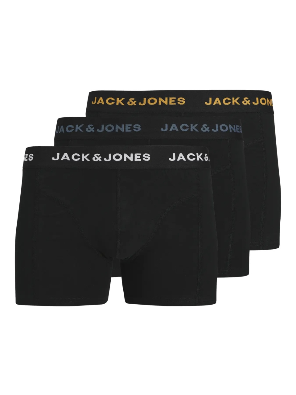 Jack & Jones Underwear barbati, Set 3 perechi de boxeri, cu imprimeu text, Negru (SELECTATI MARIMEA: M)