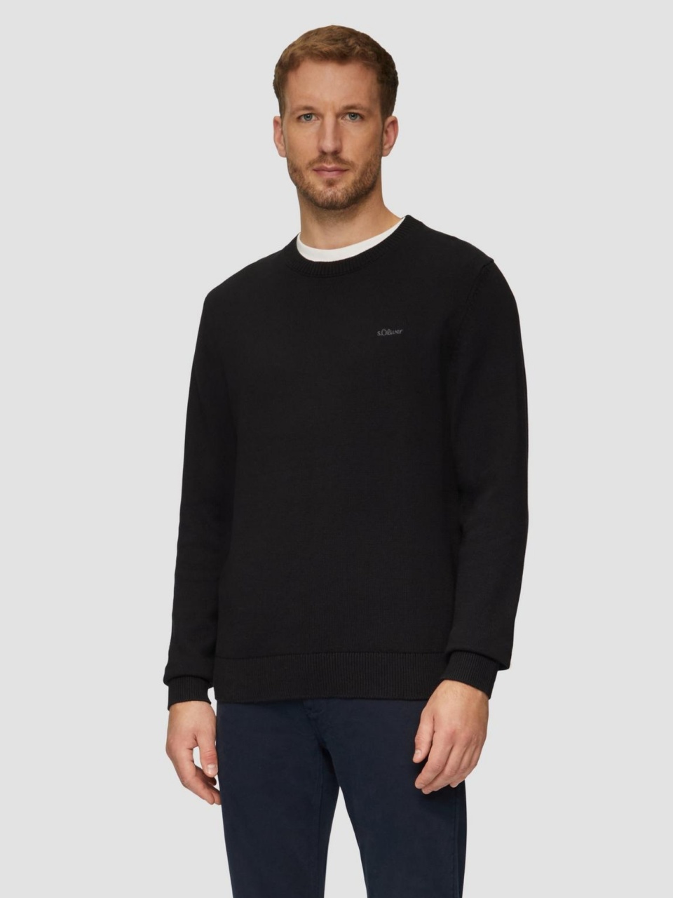 Pulover tricotat barbati cu decolteu la baza gatului, Regular Fit, Negru (SELECTATI MARIMEA: 3XL)