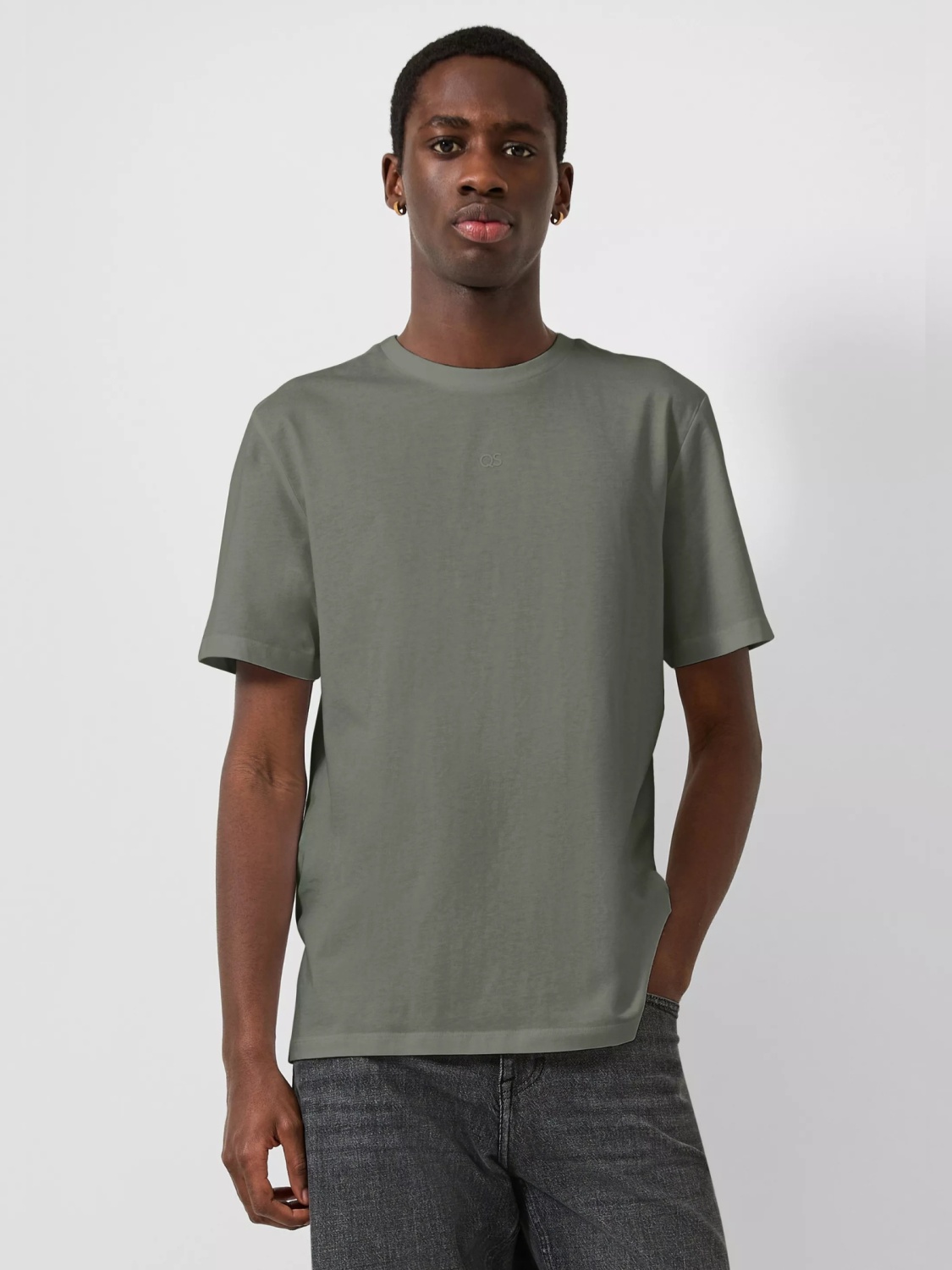 Q/S by s.Oliver Tricou barbati, la baza gatului, din bumbac, Regular Fit, Olive (SELECTATI MARIMEA: 2XL)