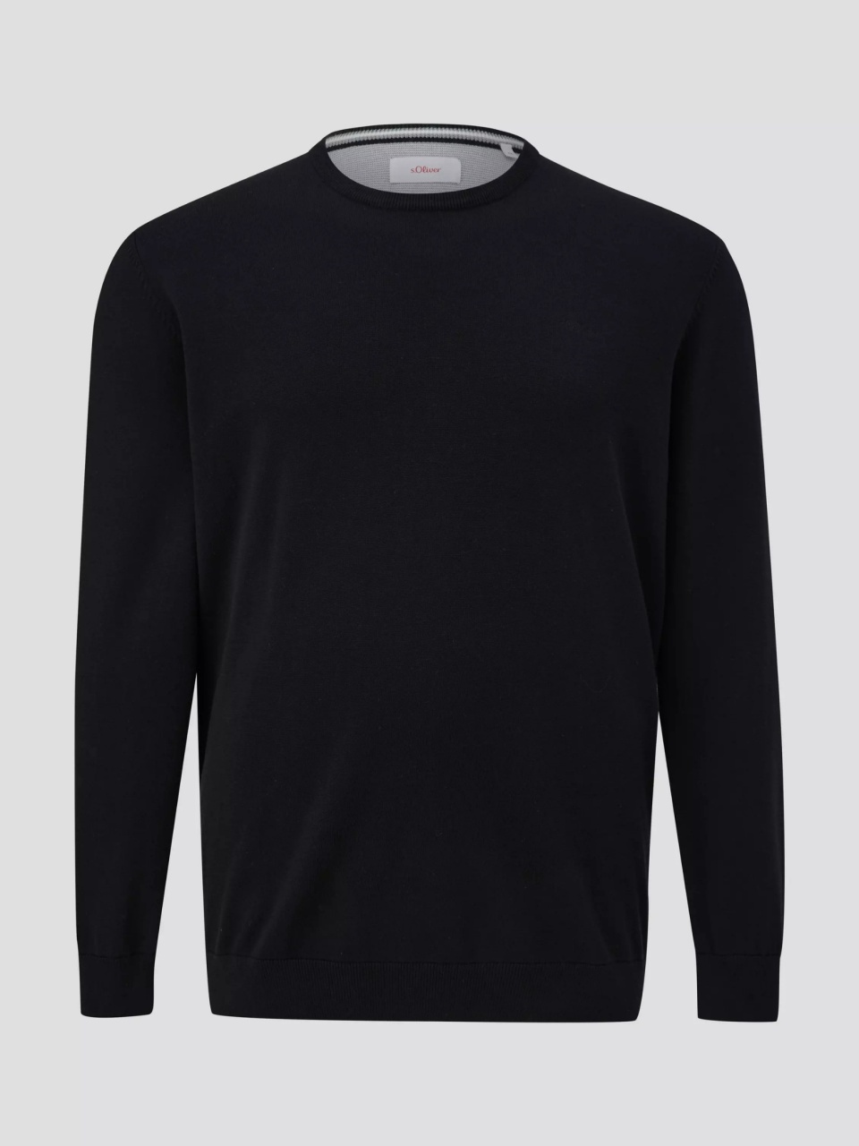 s.Oliver Big Sizes Pulover barbati big sizes, cu decolteu la baza gatului, Negru (SELECTATI MARIMEA: 5XL)