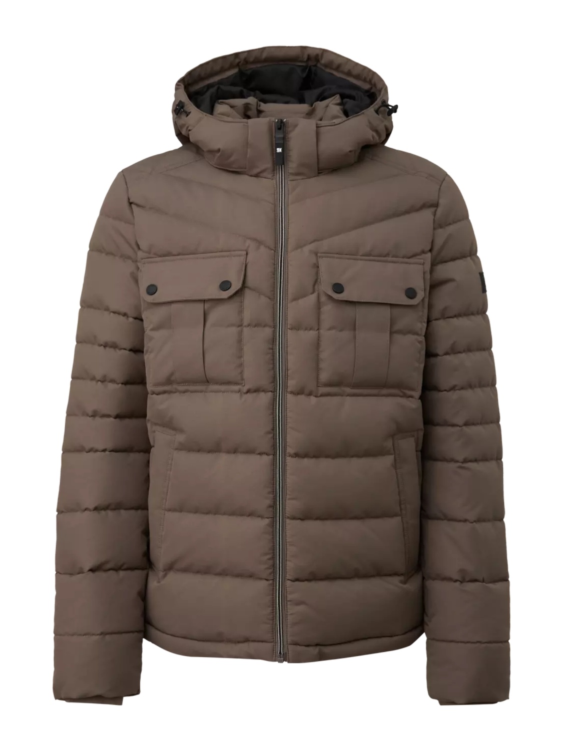 s.Oliver Geaca barbati cu gluga detasabila si buzunare multiple, Regular fit, Maro (SELECTATI MARIMEA: 3XL)