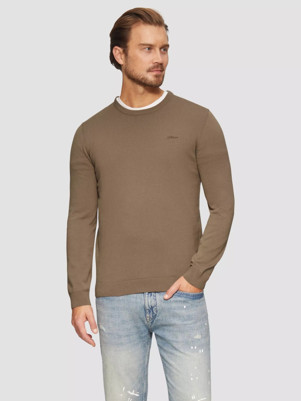 s.Oliver Pulover barbati cu decolteu la baza gatului, Maro (SELECTATI MARIMEA: 3XL)