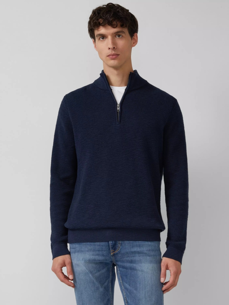 s.Oliver Pulover barbati cu fermoar la baza gatului, Bleumarin inchis (SELECTATI MARIMEA: 3XL)