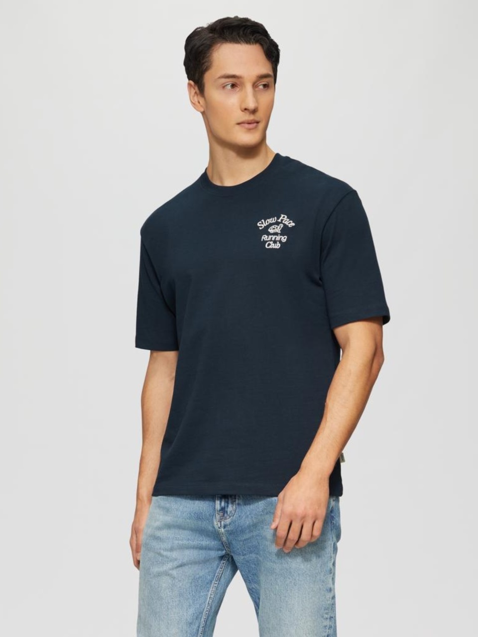s.Oliver Tricou barbati cu decolteu la baza gatului, Regular fit, din jerse de bumbac, Bleumarin inchis (SELECTATI MARIMEA: 2XL)
