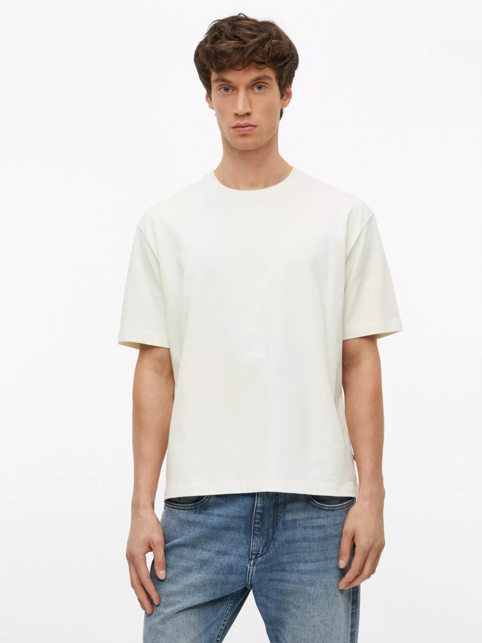 s.Oliver Tricou barbati la baza gatului, din jerseu gros de bumbac, Modern fit, Crem (SELECTATI MARIMEA: 2XL)