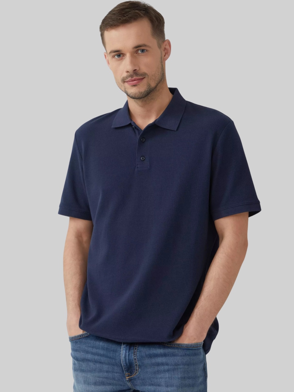 s.Oliver Tricou polo barbati, din piqué waffle, Regular fit, Bleumarin inchis (SELECTATI MARIMEA: 2XL)