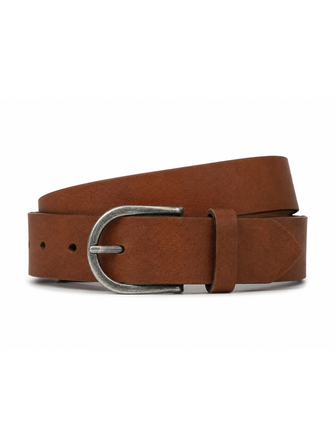 Jack & Jones Curea barbati, din piele naturala de vaca, catarama cu stift, Maro (SELECTATI MARIMEA: 120)